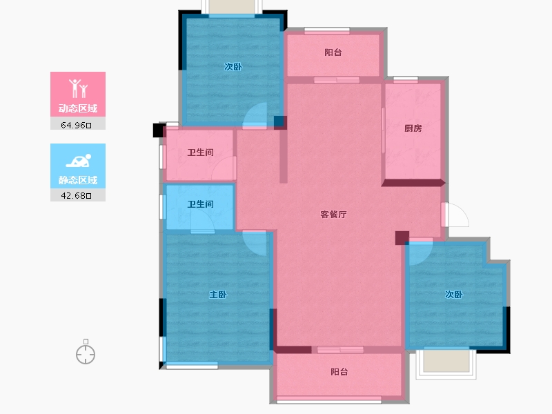 湖北省-武汉市-武汉中国健康谷-95.97-户型库-动静分区