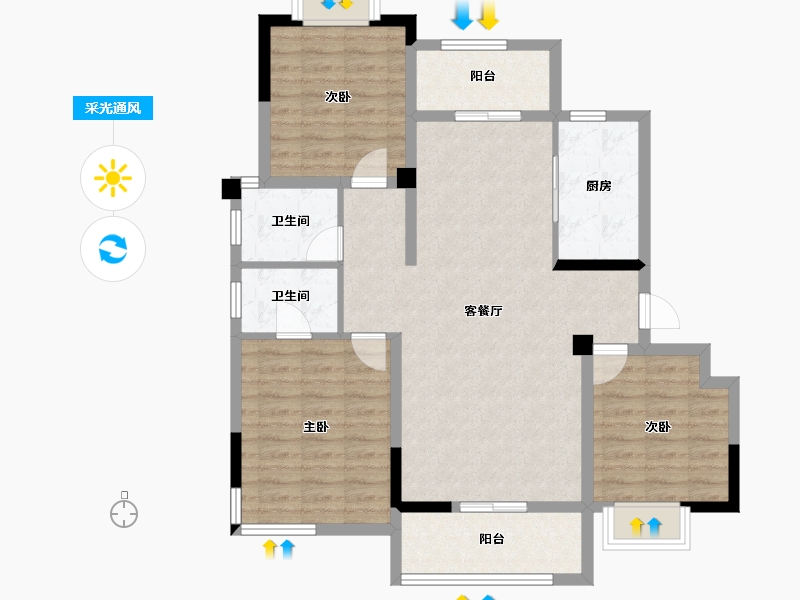 湖北省-武汉市-武汉中国健康谷-95.97-户型库-采光通风