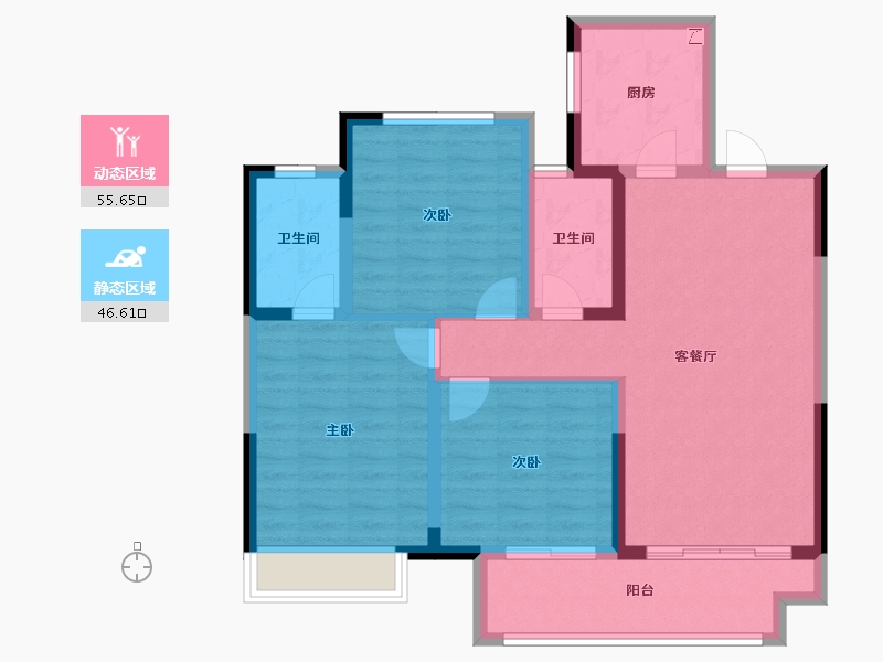 浙江省-台州市-新城东泰云樾风华-91.21-户型库-动静分区