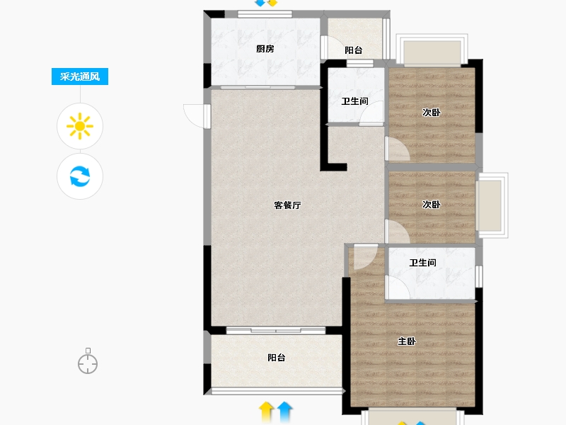 广东省-江门市-江门恒大悦珑湾-96.87-户型库-采光通风