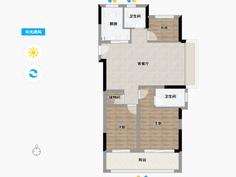 浙江省-台州市-荣安棠樾-78.41-户型库-采光通风