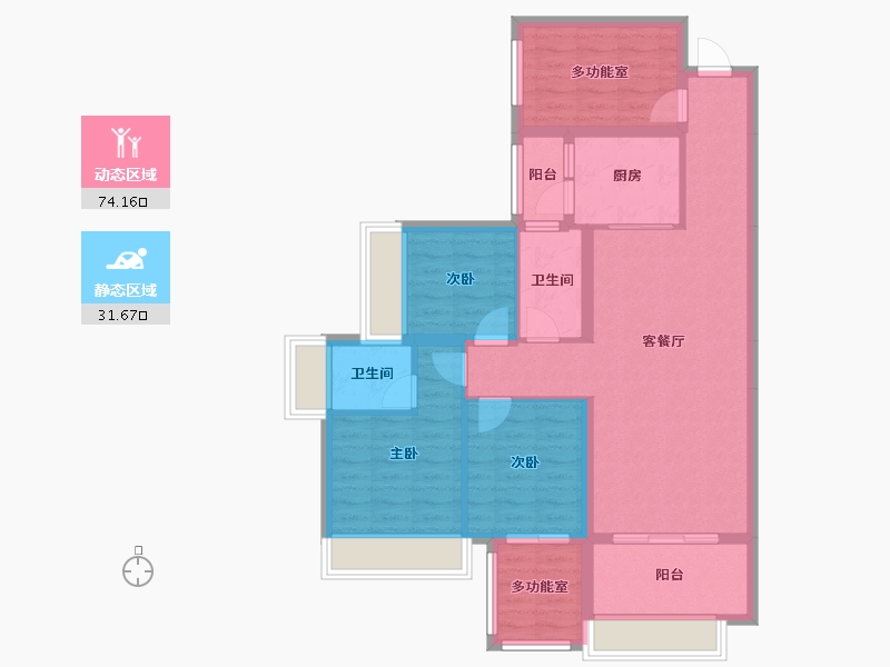 湖南省-衡阳市-耒阳合新中新城-107.77-户型库-动静分区