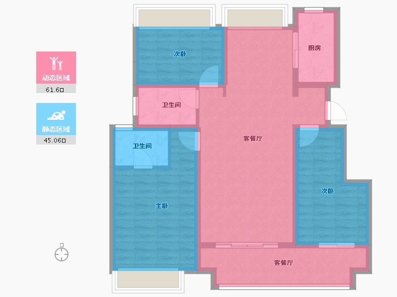 安徽省-阜阳市-颍州正荣府-95.20-户型库-动静分区