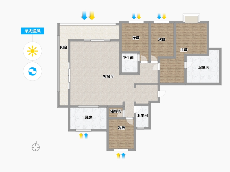 浙江省-宁波市-绿城交投·晓风印月-172.00-户型库-采光通风