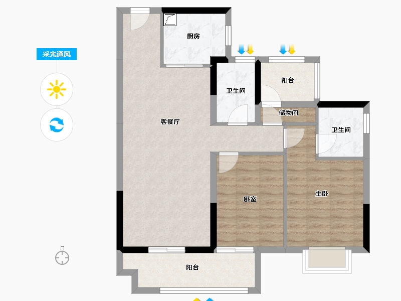 广东省-江门市-海伦堡·玖悦澜湾-81.00-户型库-采光通风