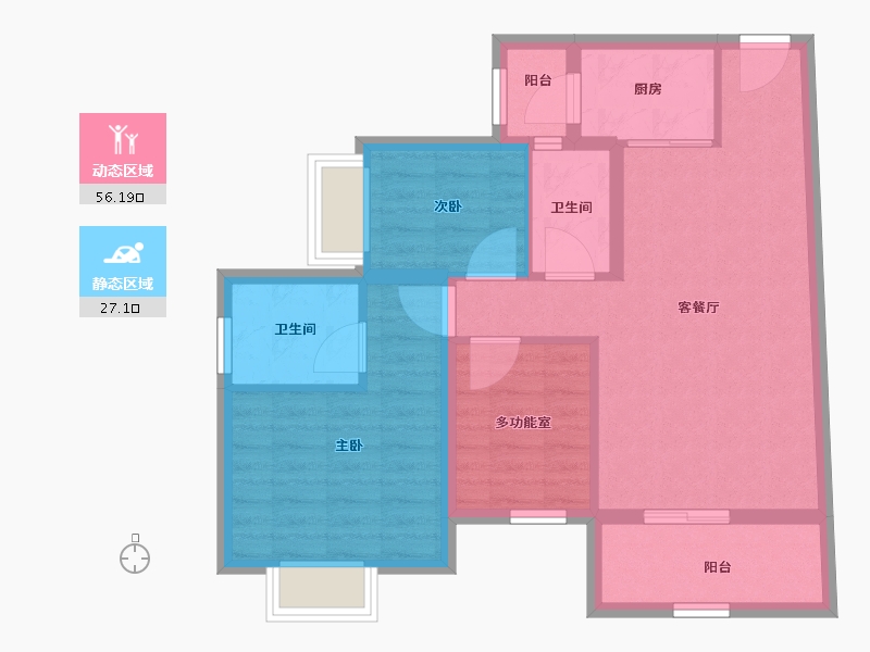 广东省-江门市-骏景湾领峰-74.06-户型库-动静分区