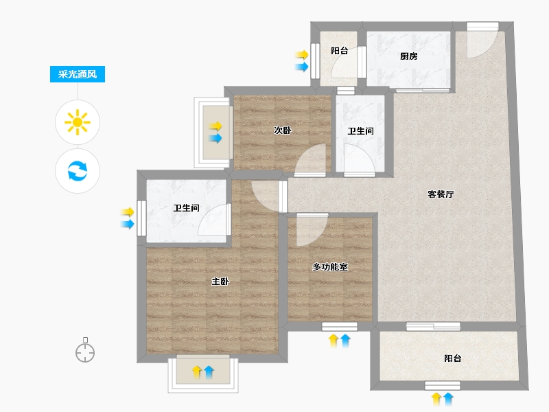 广东省-江门市-骏景湾领峰-74.06-户型库-采光通风