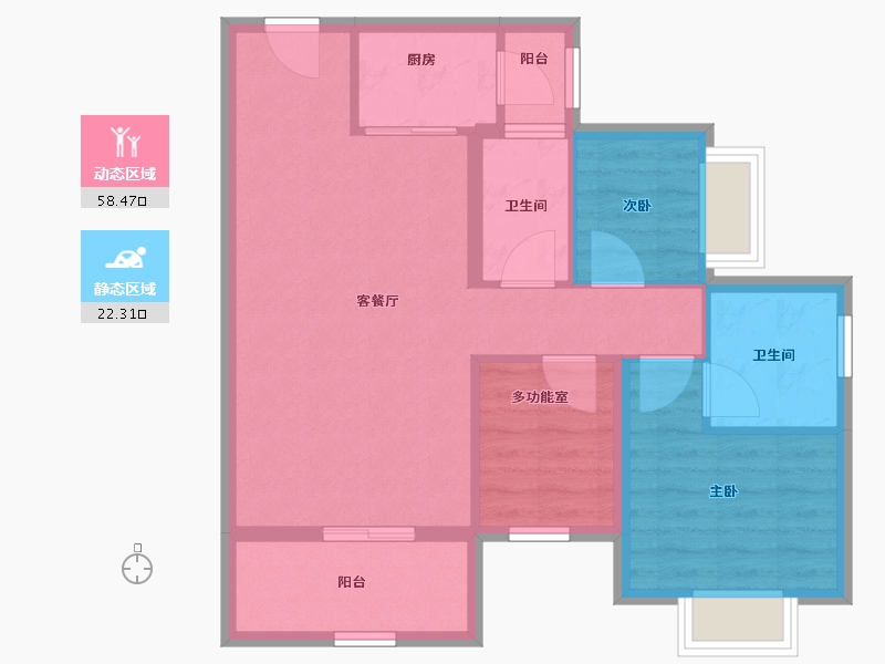 广东省-江门市-骏景湾领峰-72.08-户型库-动静分区