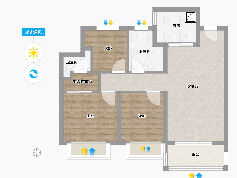 山东省-青岛市-绿地国科-70.00-户型库-采光通风