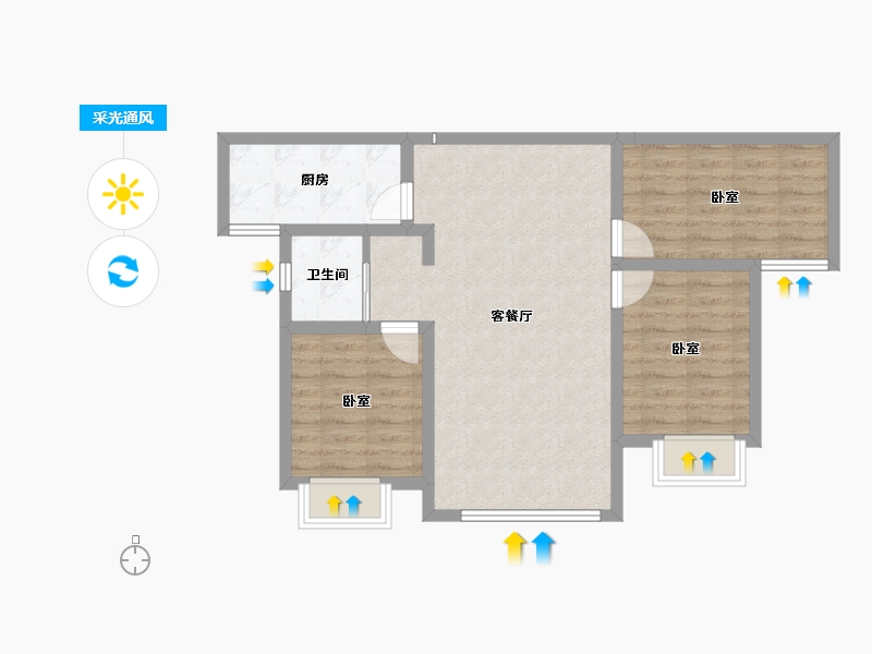 新疆维吾尔自治区-乌鲁木齐市-米古里-70.05-户型库-采光通风