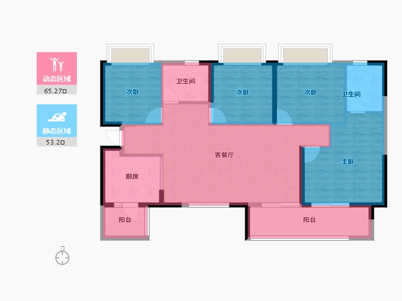 广东省-江门市-江门恒大悦珑湾-107.06-户型库-动静分区