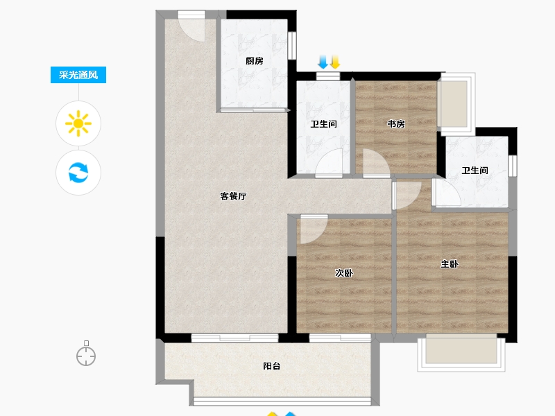 广东省-江门市-融创潭江首府-79.67-户型库-采光通风