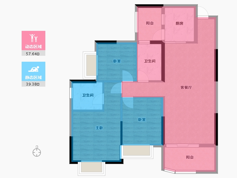 四川省-绵阳市-恒大翡翠湾-92.91-户型库-动静分区