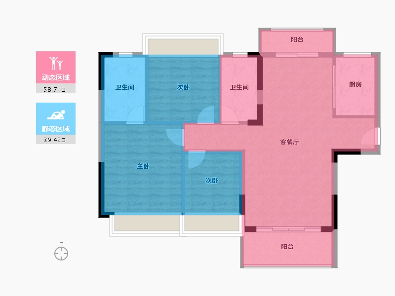 广东省-江门市-玖珑湾-89.38-户型库-动静分区