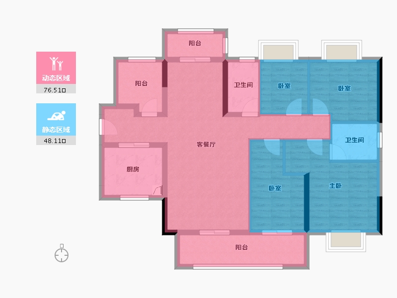 广东省-江门市-海伦堡·玖悦澜湾-111.31-户型库-动静分区