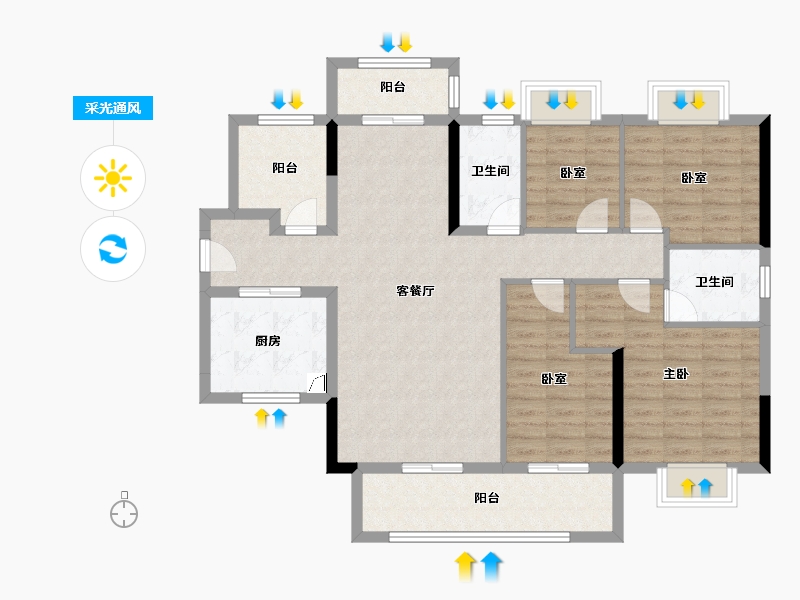 广东省-江门市-海伦堡·玖悦澜湾-111.31-户型库-采光通风