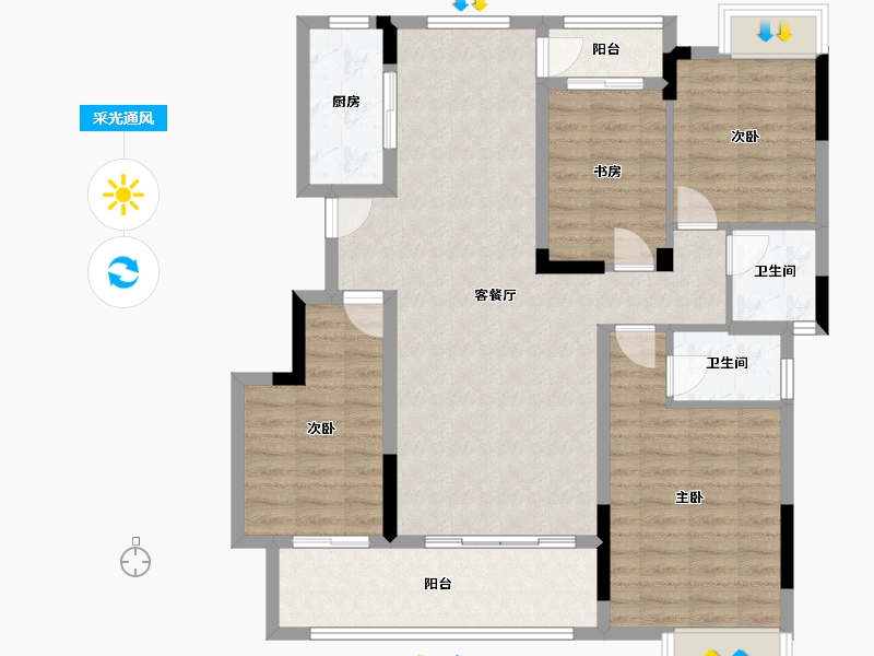 江西省-赣州市-书香华府-113.00-户型库-采光通风