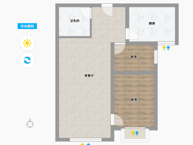 新疆维吾尔自治区-乌鲁木齐市-米古里-60.58-户型库-采光通风