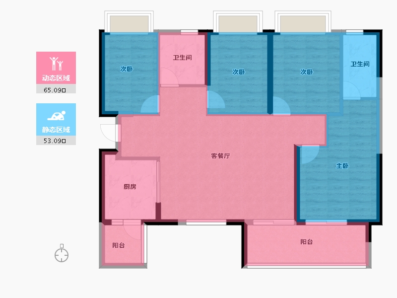 广东省-江门市-江门恒大悦珑湾-106.96-户型库-动静分区