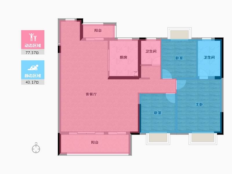 湖北省-武汉市-富力绿都中央公园-109.60-户型库-动静分区