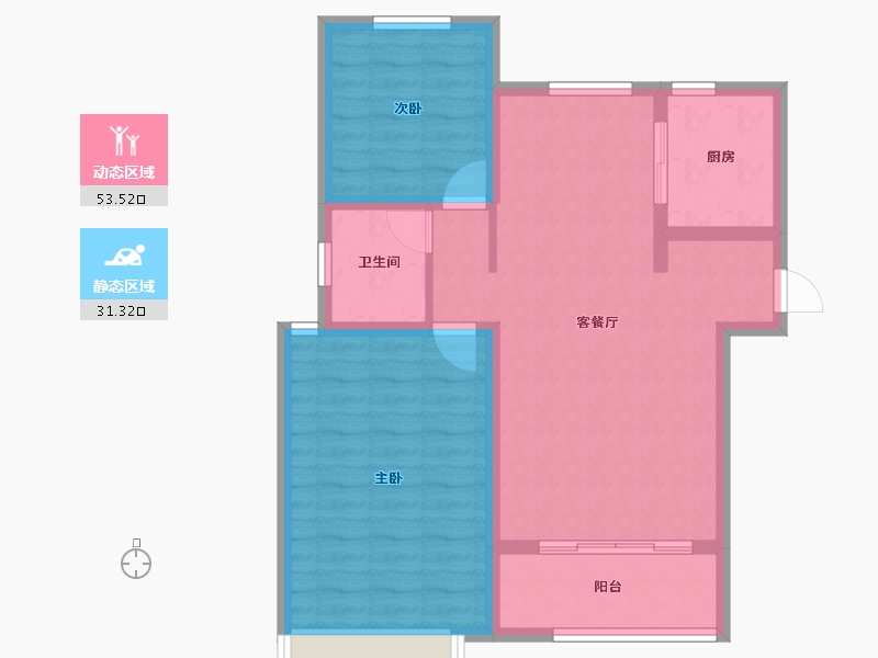 山东省-淄博市-般河郦景-76.00-户型库-动静分区