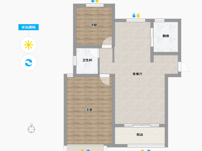 山东省-淄博市-般河郦景-76.00-户型库-采光通风