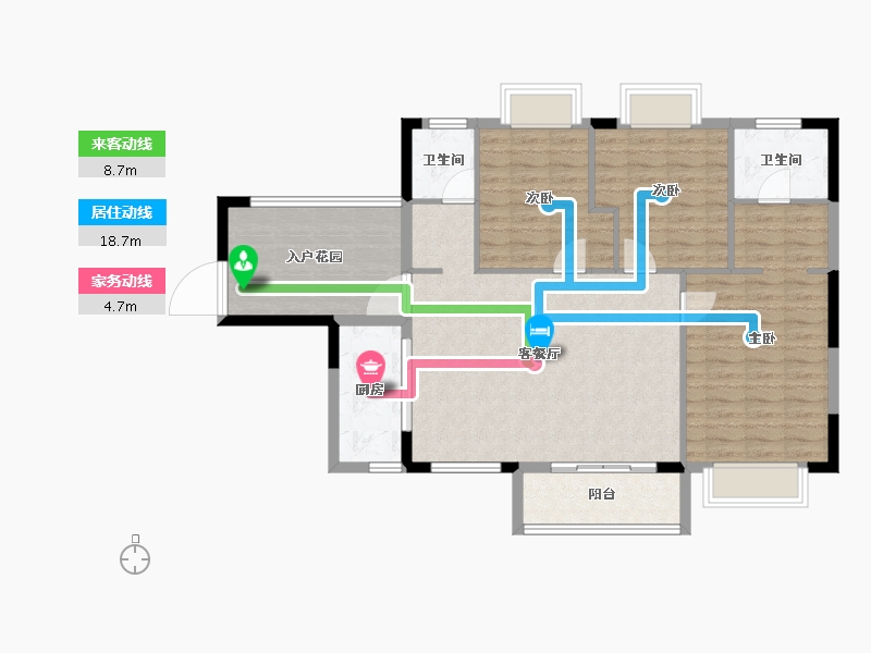 湖北省-宜昌市-盛泰玫瑰园-103.23-户型库-动静线