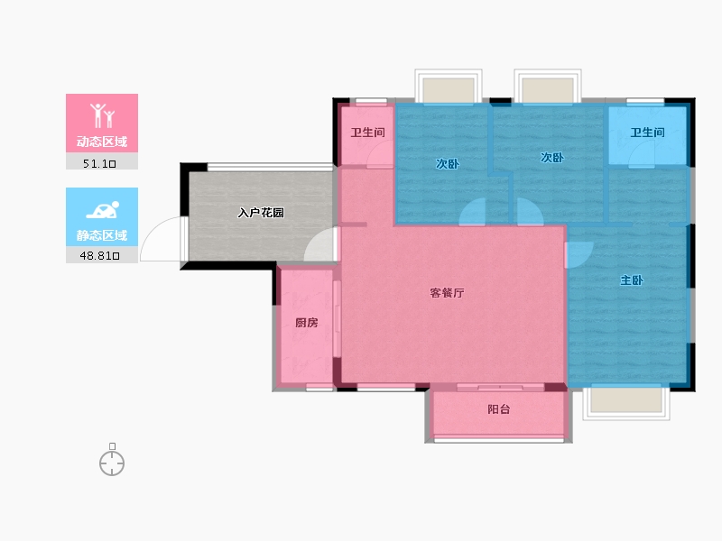 湖北省-宜昌市-盛泰玫瑰园-103.23-户型库-动静分区