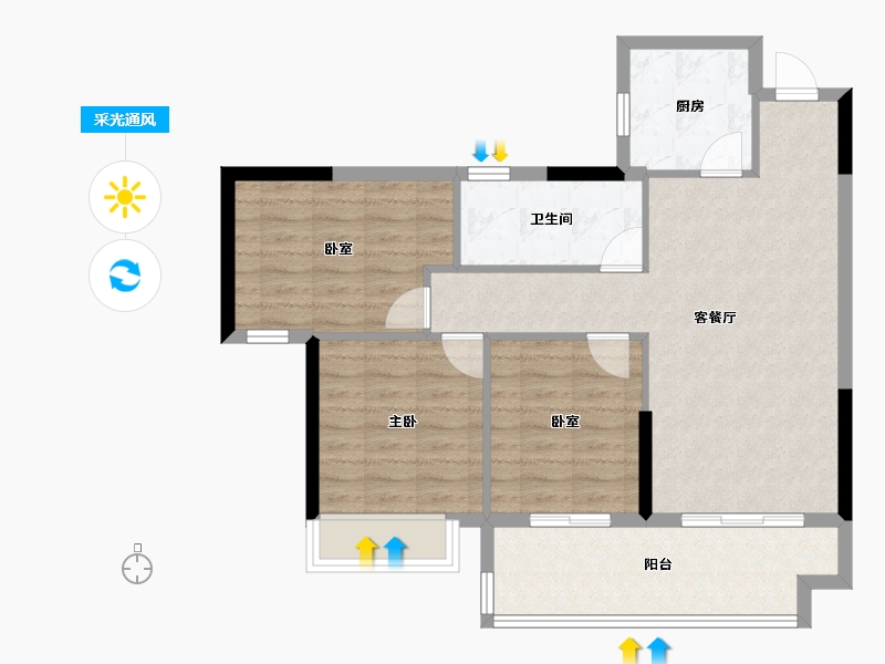 安徽省-阜阳市-东湖世纪城-81.60-户型库-采光通风