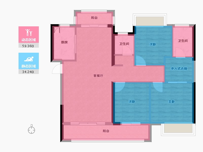 福建省-三明市-港务山水瑞晟园-84.00-户型库-动静分区