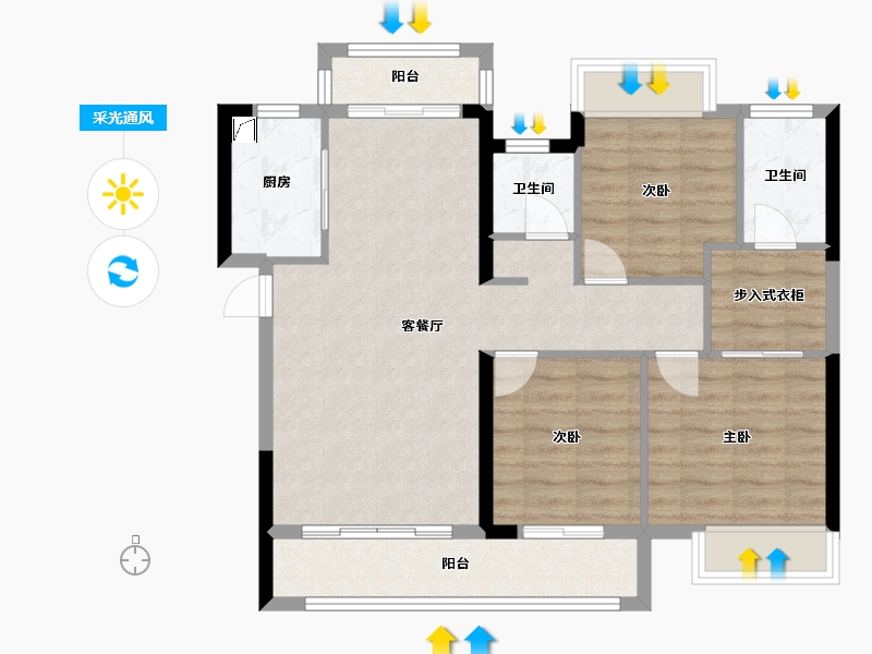 福建省-三明市-港务山水瑞晟园-84.00-户型库-采光通风