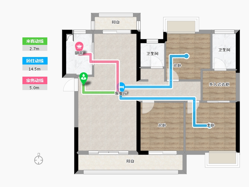 福建省-三明市-港务山水瑞晟园-85.62-户型库-动静线