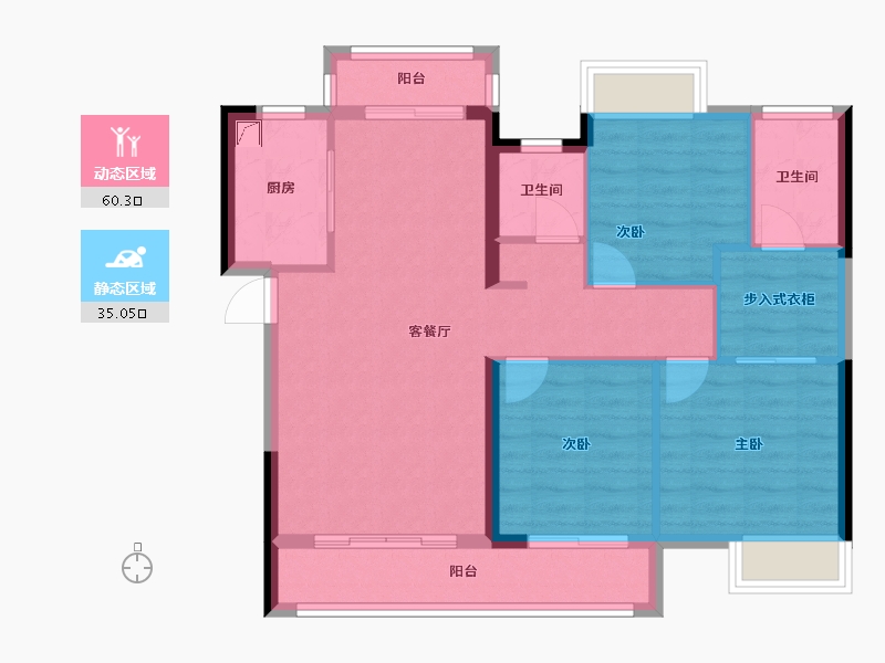 福建省-三明市-港务山水瑞晟园-85.62-户型库-动静分区