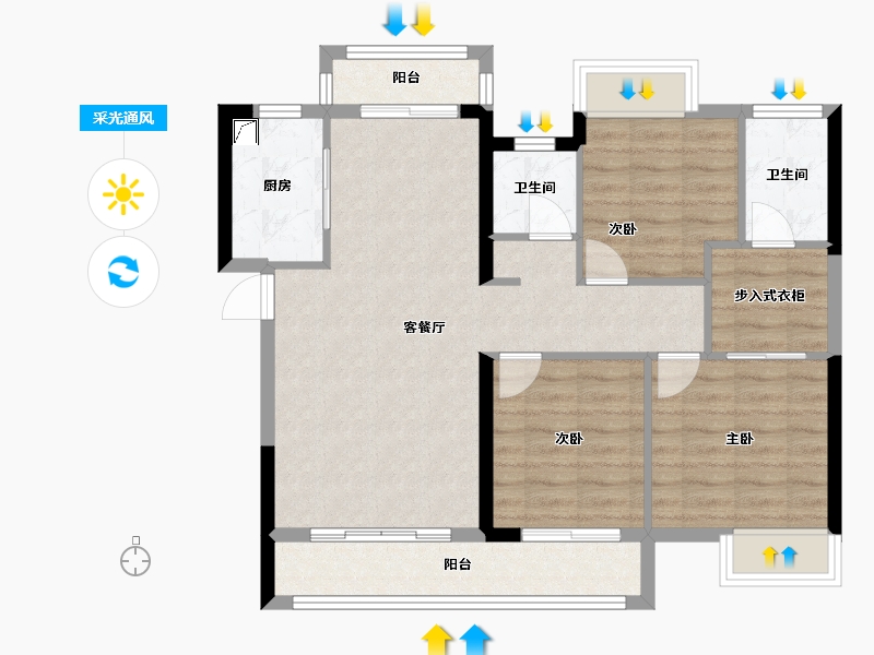 福建省-三明市-港务山水瑞晟园-85.62-户型库-采光通风