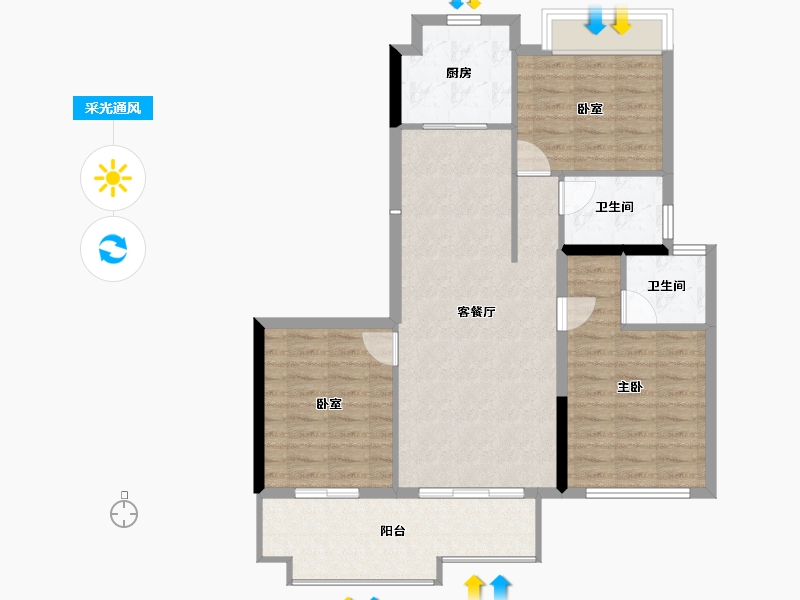 安徽省-阜阳市-东湖世纪城-90.06-户型库-采光通风