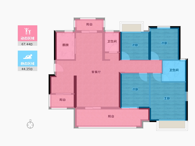 湖南省-郴州市-融华上品璟苑-99.45-户型库-动静分区