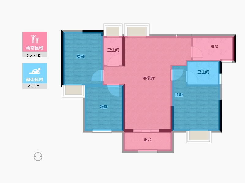 广东省-江门市-远洋·天成-85.05-户型库-动静分区