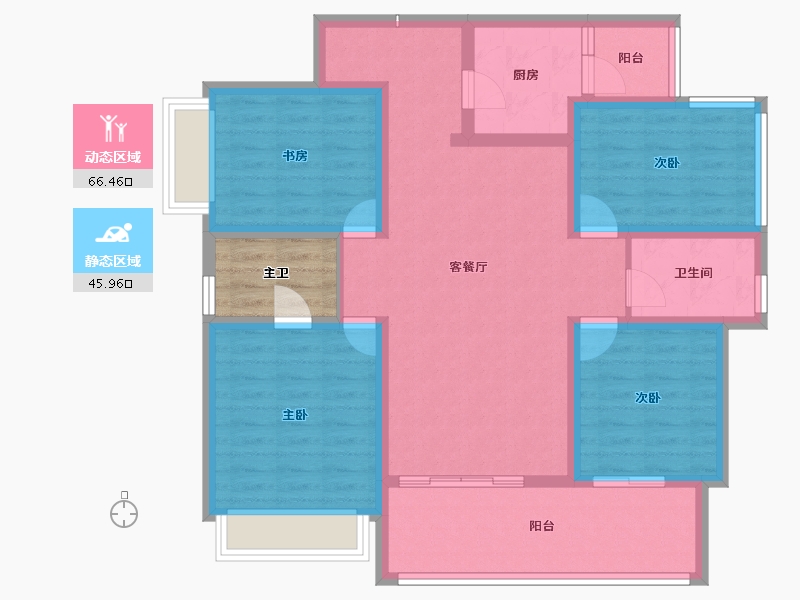 四川省-成都市-成都长虹天樾-104.26-户型库-动静分区