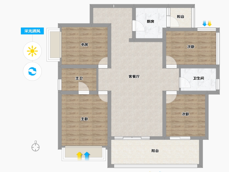 四川省-成都市-成都长虹天樾-104.26-户型库-采光通风