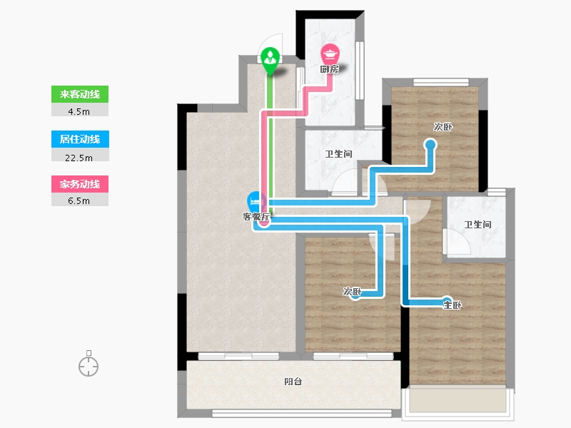 浙江省-台州市-金地翡翠云邸-85.74-户型库-动静线