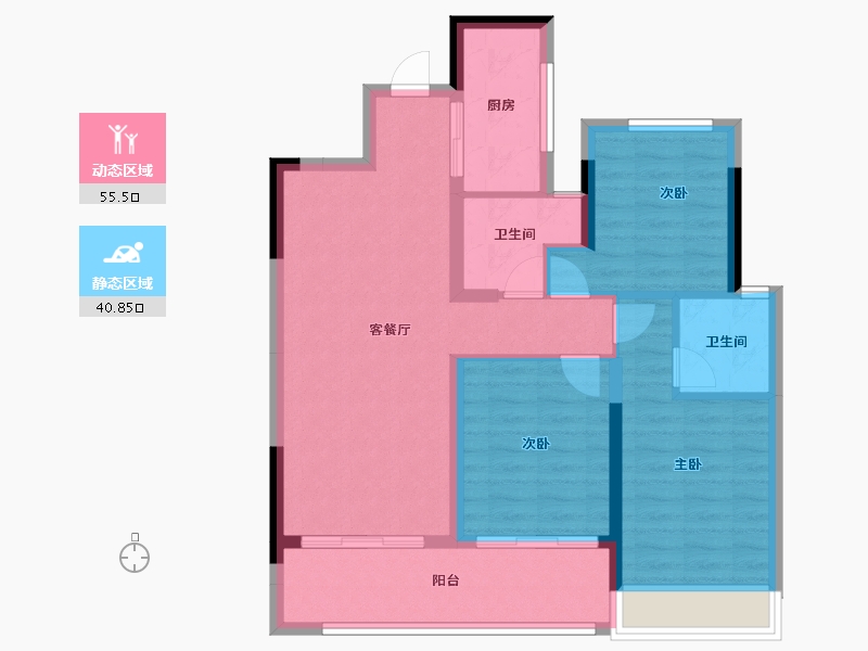 浙江省-台州市-金地翡翠云邸-85.74-户型库-动静分区