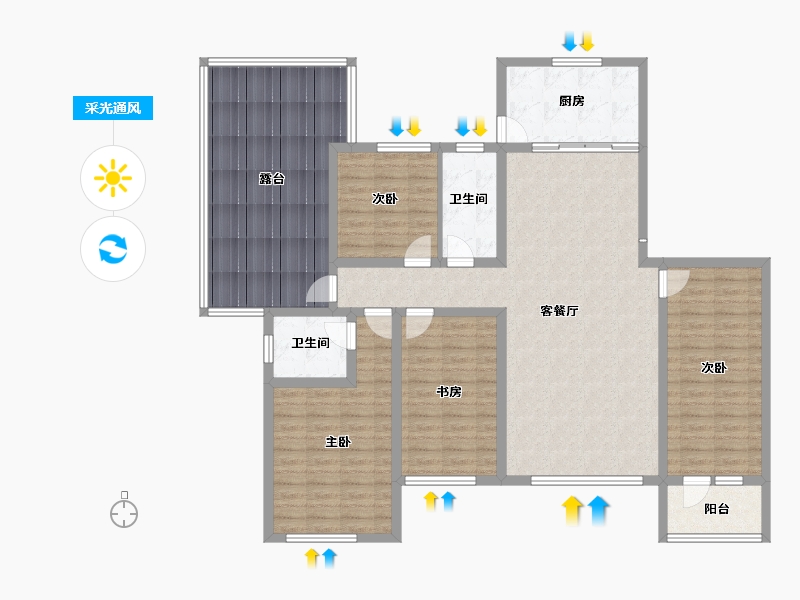 山东省-淄博市-鼎成御园-146.09-户型库-采光通风