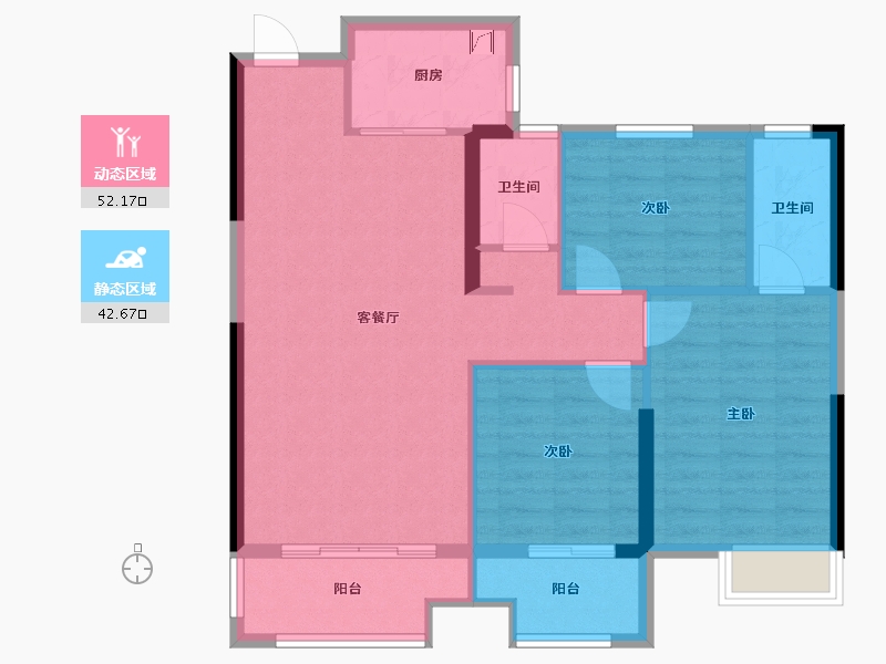 福建省-三明市-港务山水瑞晟园-85.60-户型库-动静分区