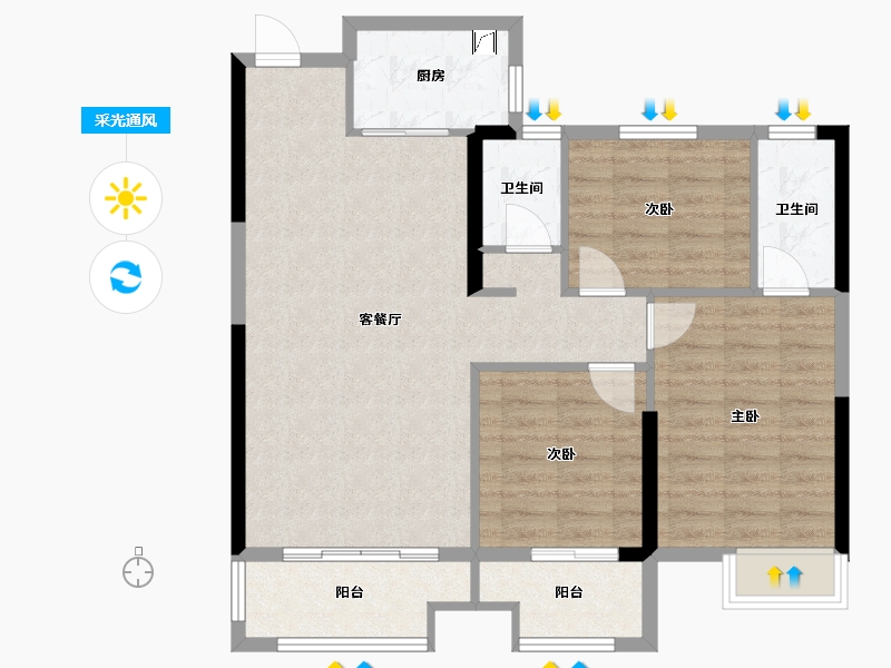 福建省-三明市-港务山水瑞晟园-85.60-户型库-采光通风