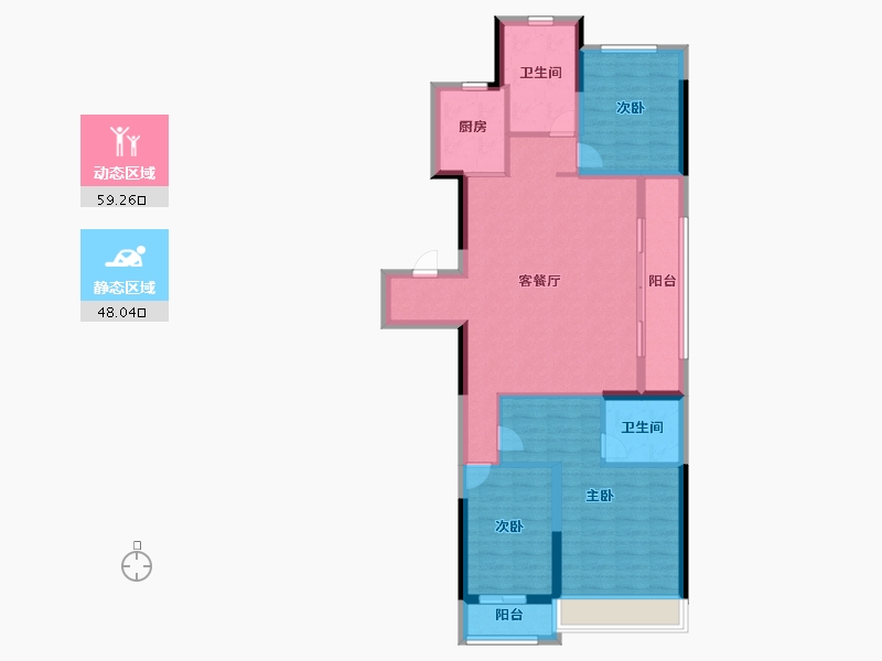 浙江省-台州市-金地翡翠云邸-96.00-户型库-动静分区