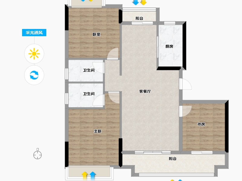 安徽省-阜阳市-石榴林语春晓-104.70-户型库-采光通风