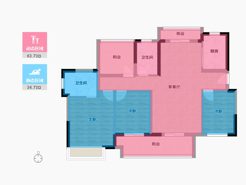 广东省-江门市-融信大发弘阳国樾府-88.96-户型库-动静分区