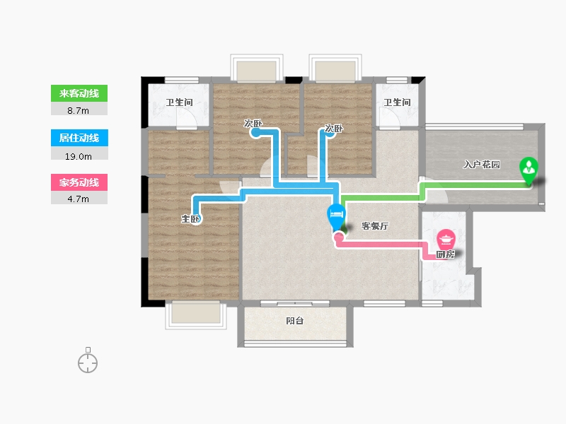 湖北省-宜昌市-盛泰玫瑰园-104.40-户型库-动静线