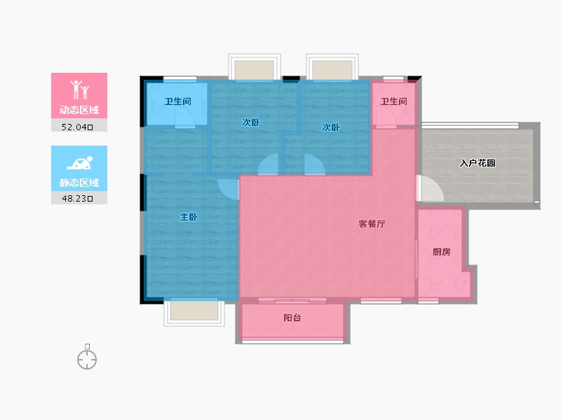 湖北省-宜昌市-盛泰玫瑰园-104.40-户型库-动静分区