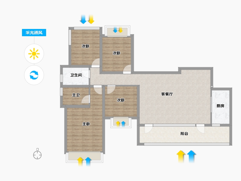 四川省-成都市-成都长虹天樾-110.69-户型库-采光通风